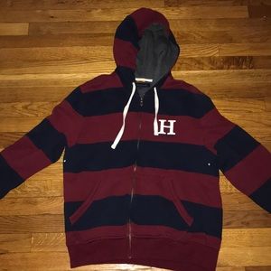 Tommy Hilfiger Burgundy/Blue Stripe Hoodie